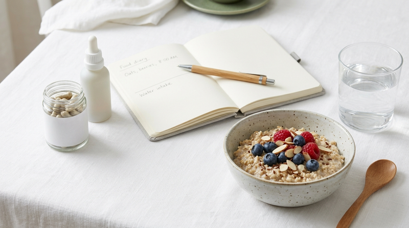 Gut-support supplements and fiber-rich foods arranged for a gut-barrier support comparison.