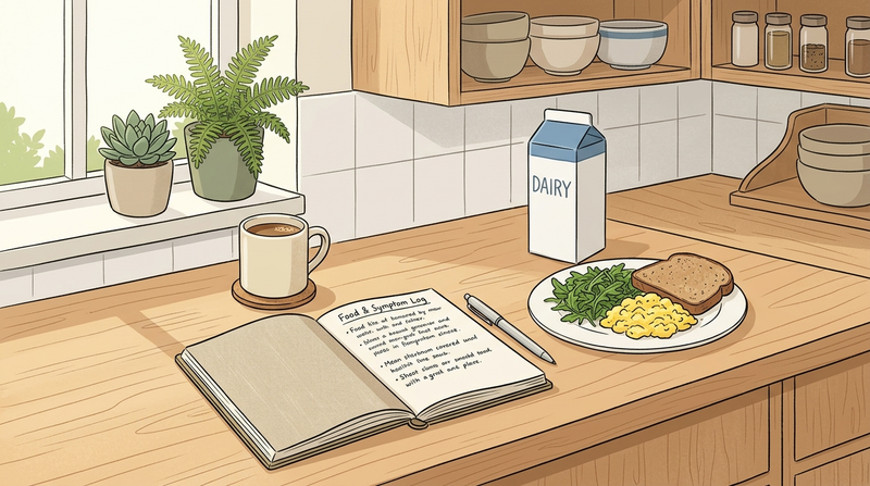 Food and symptom tracking setup for identifying digestive triggers after meals.