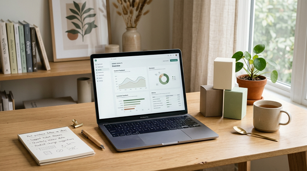 Wellness ecommerce feedback dashboard showing post-purchase, support, quarterly, and product-change satisfaction touchpoints.