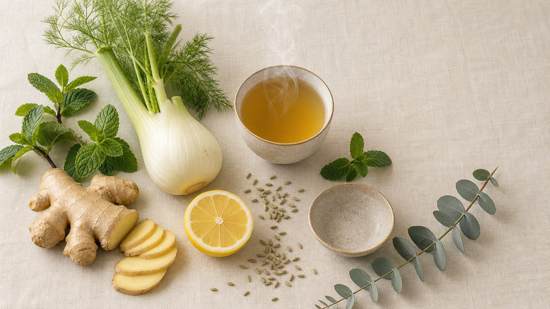 Editorial flat-lay photograph of digest dairy better, natural light, no text