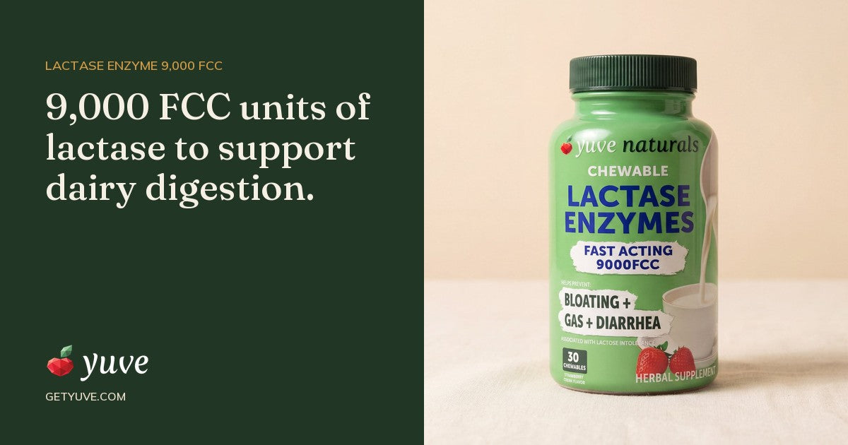 Lactase Enzyme Chewables: 9,000 FCC Units | Yuve