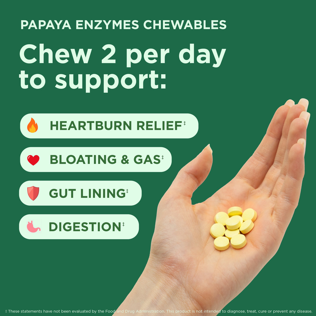 Yuve Papaya Digestive Enzymes supplement facts label