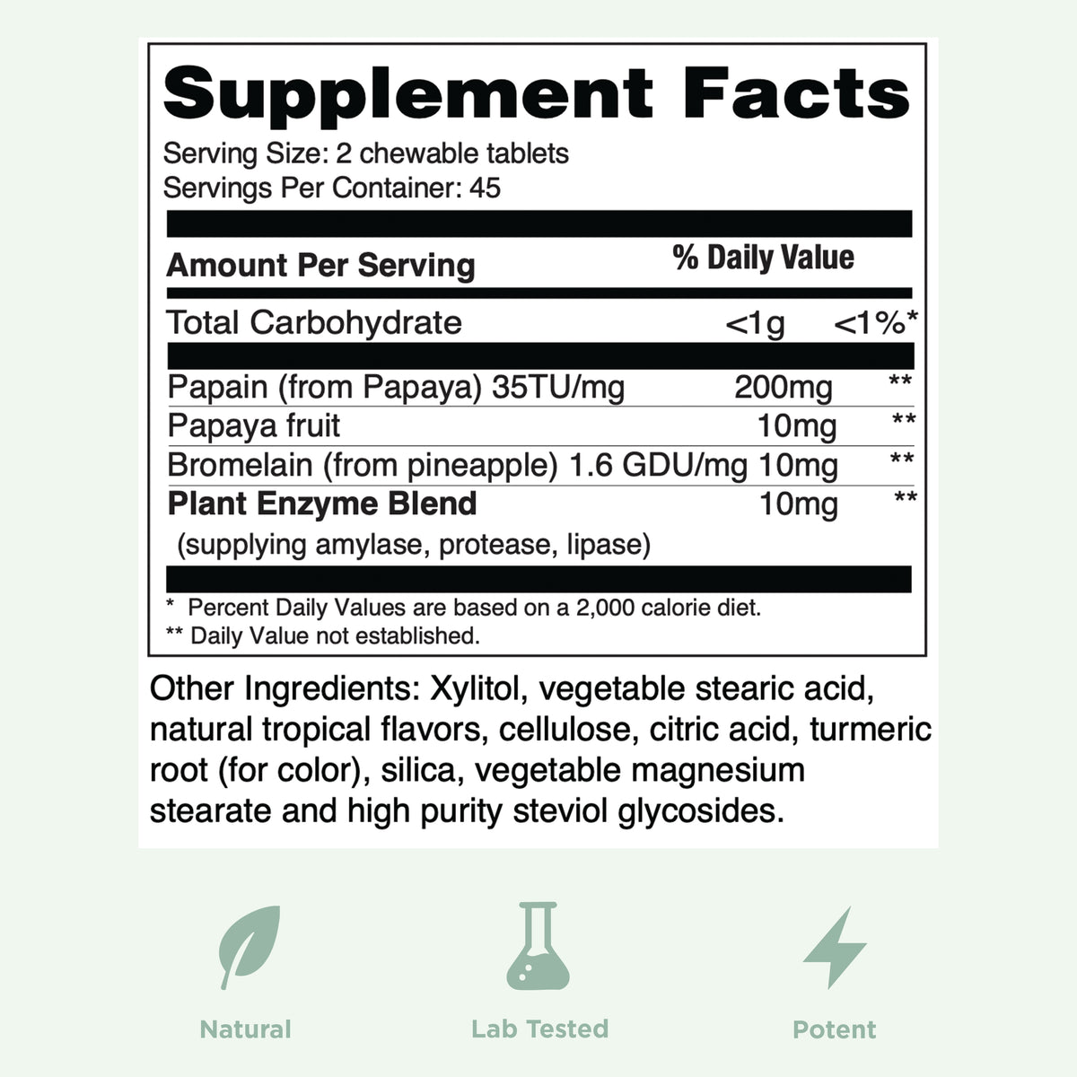 Yuve vegan papaya enzymes for bloating and gas relief